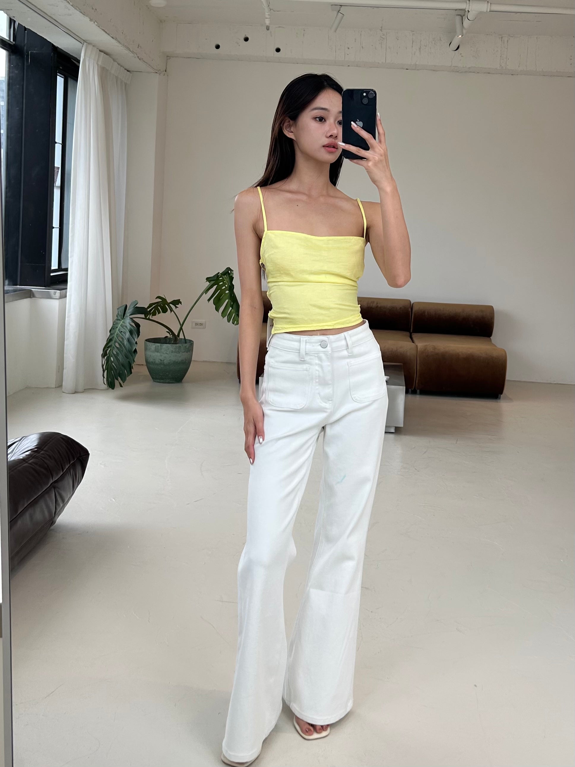 亞麻綁帶背心<br>Linen Cropped Top