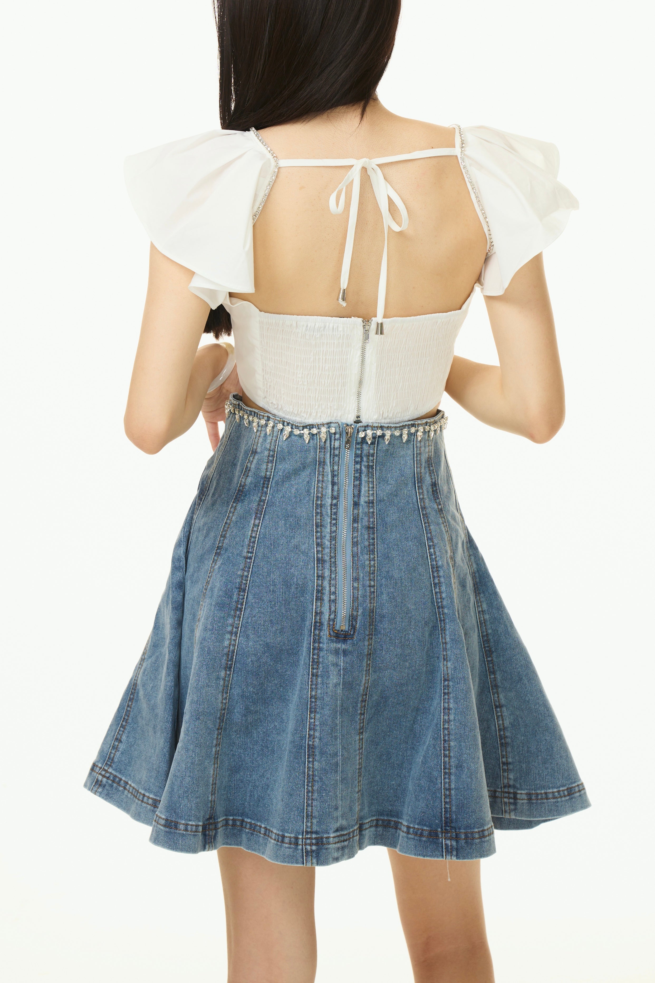 Ruffle-Sleeve Crop Shirt