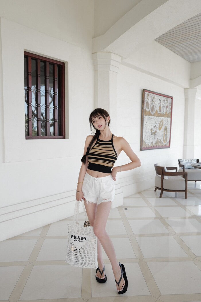 STRIPE HALTER TOP