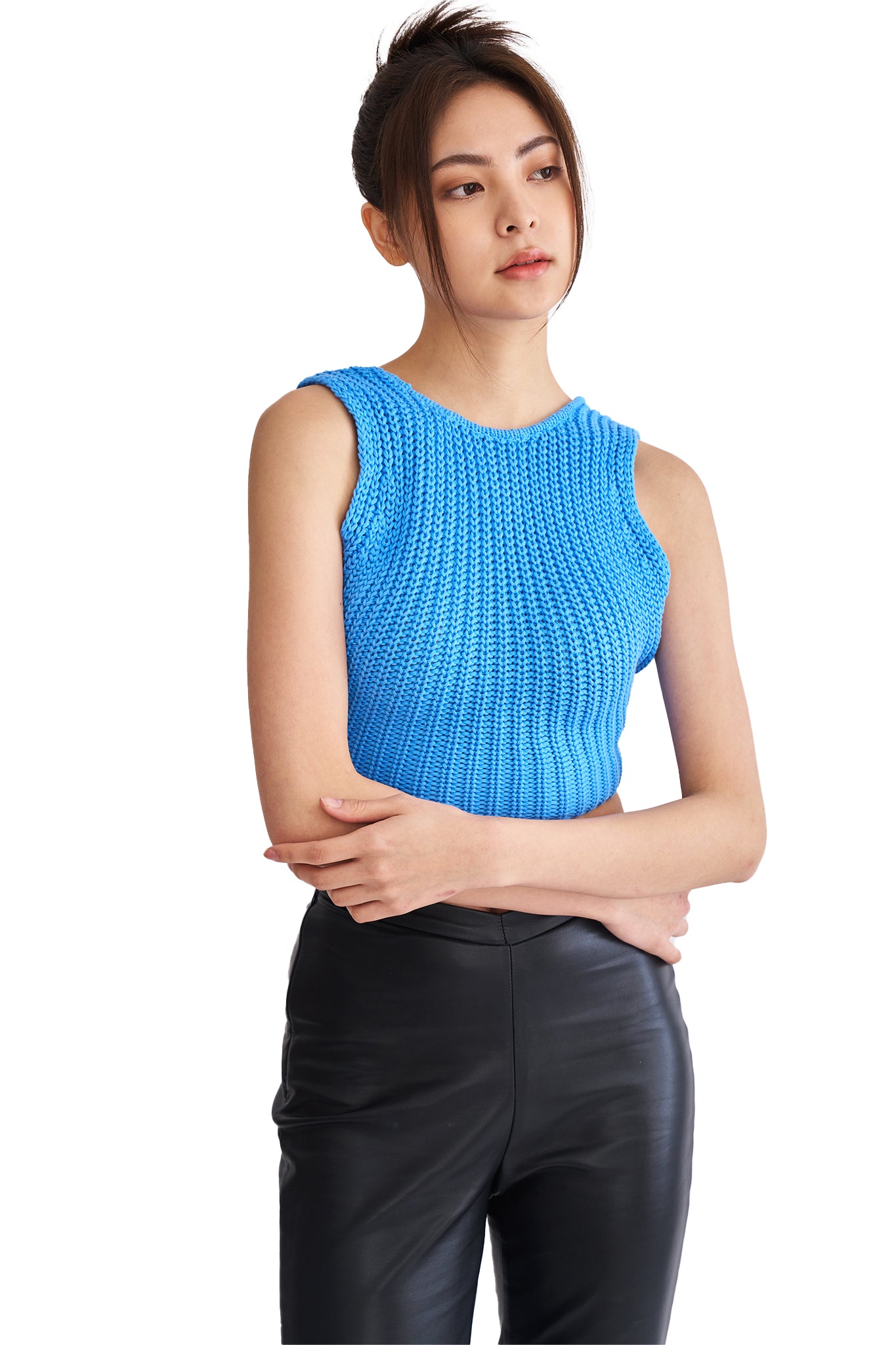 後綁帶針織上衣<br>Tie Back Knit Top