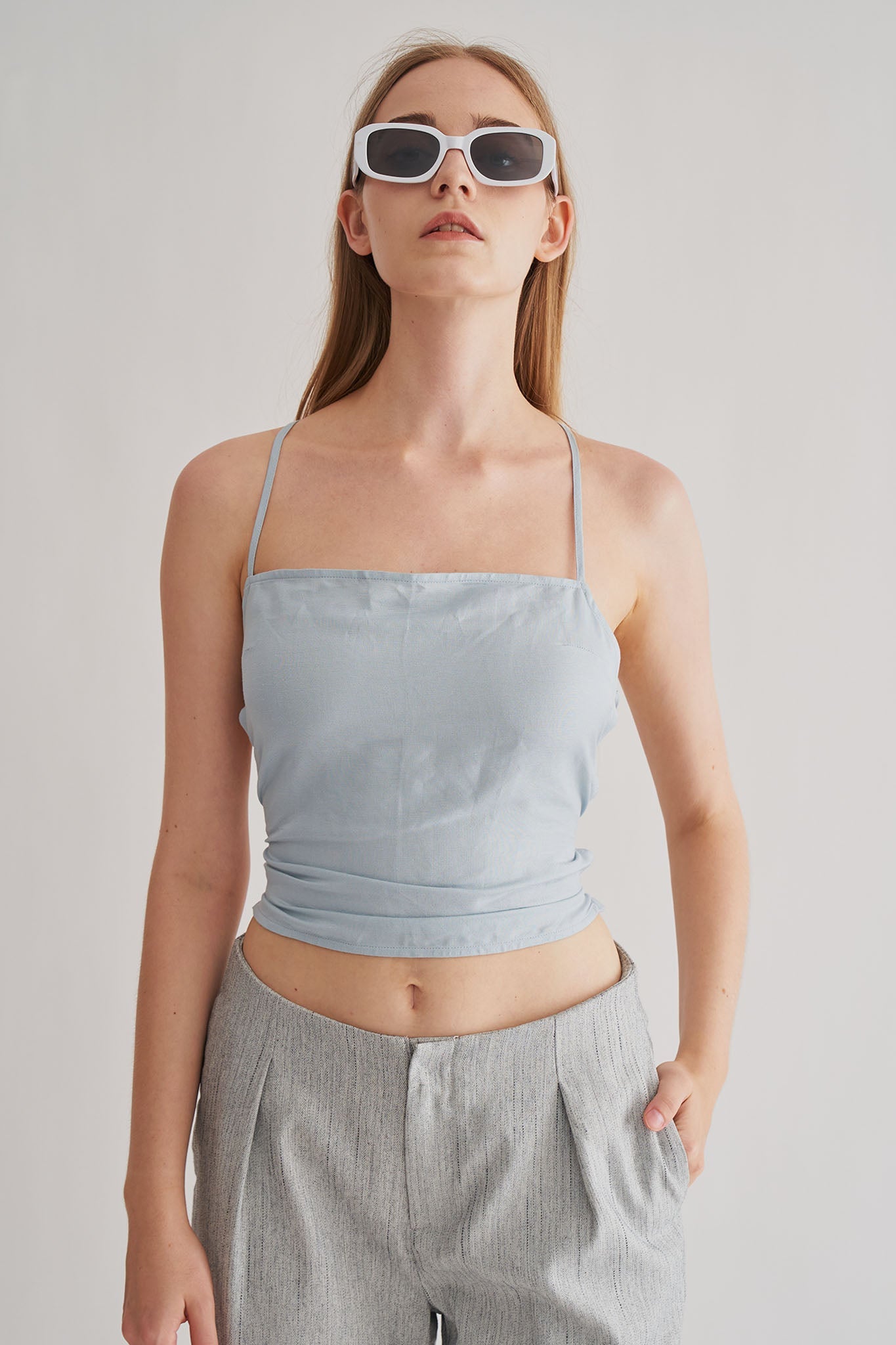 亞麻綁帶背心<br>Linen Cropped Top