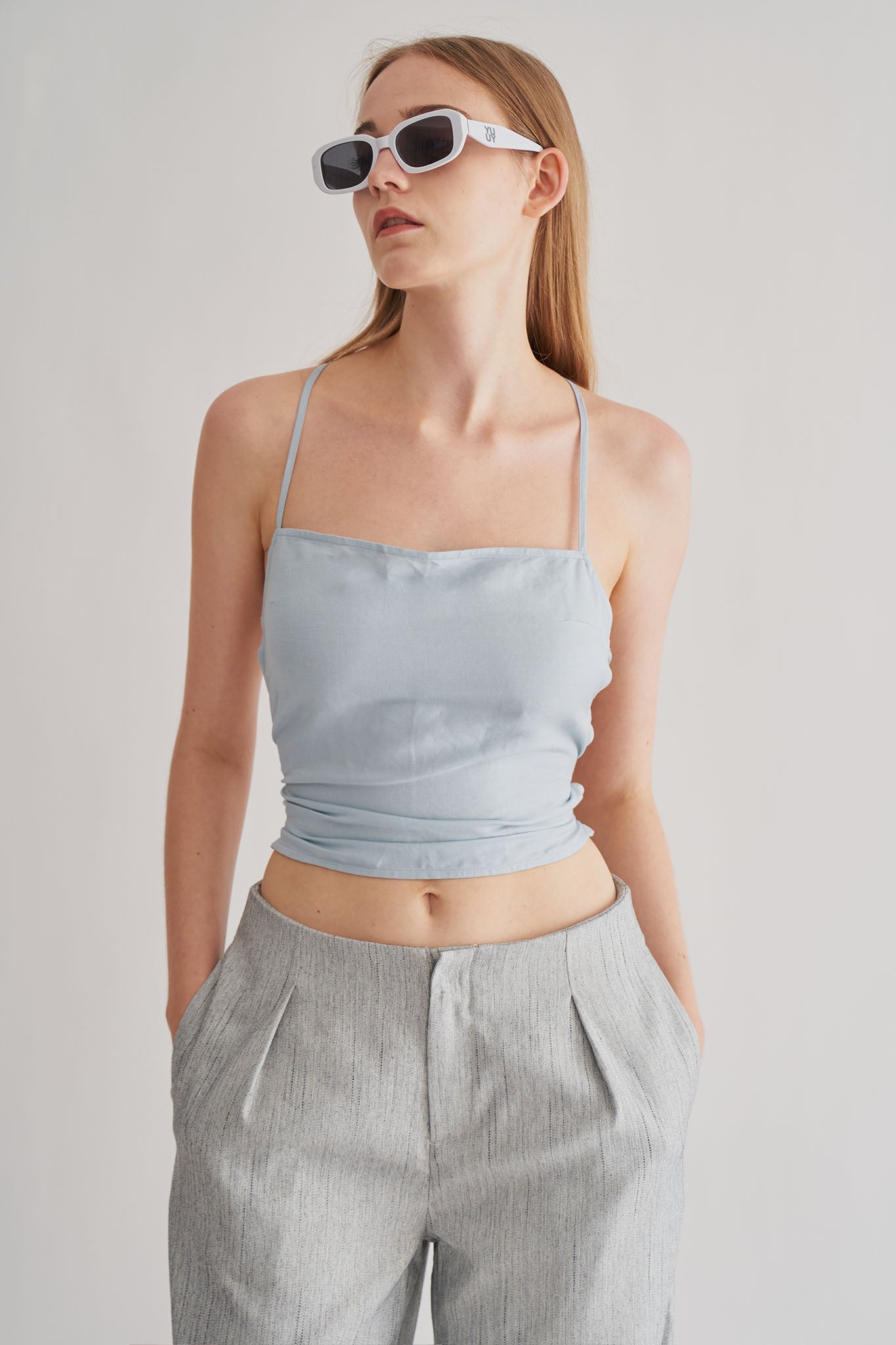 亞麻綁帶背心<br>Linen Cropped Top