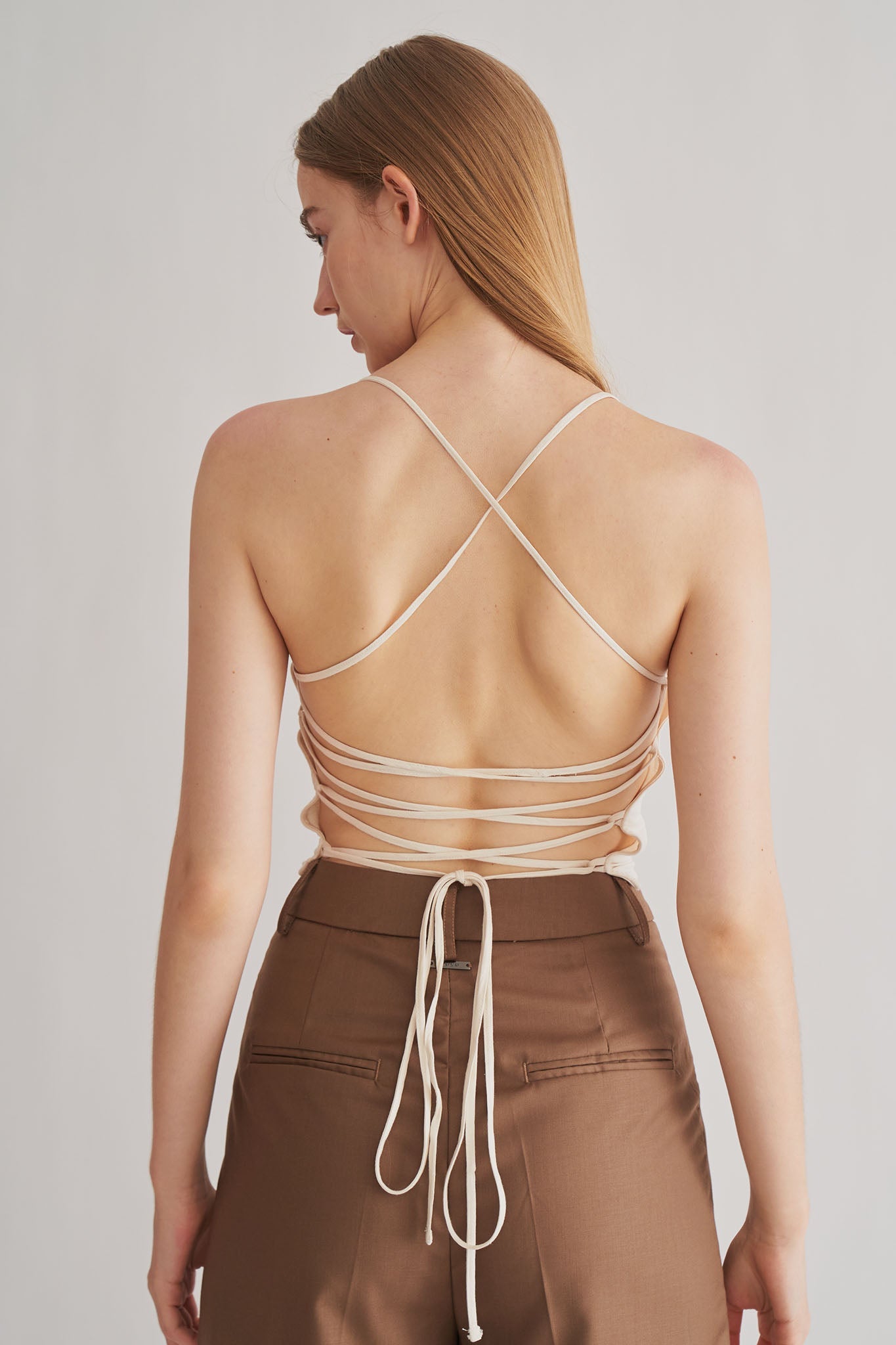 亞麻綁帶背心<br>Linen Cropped Top