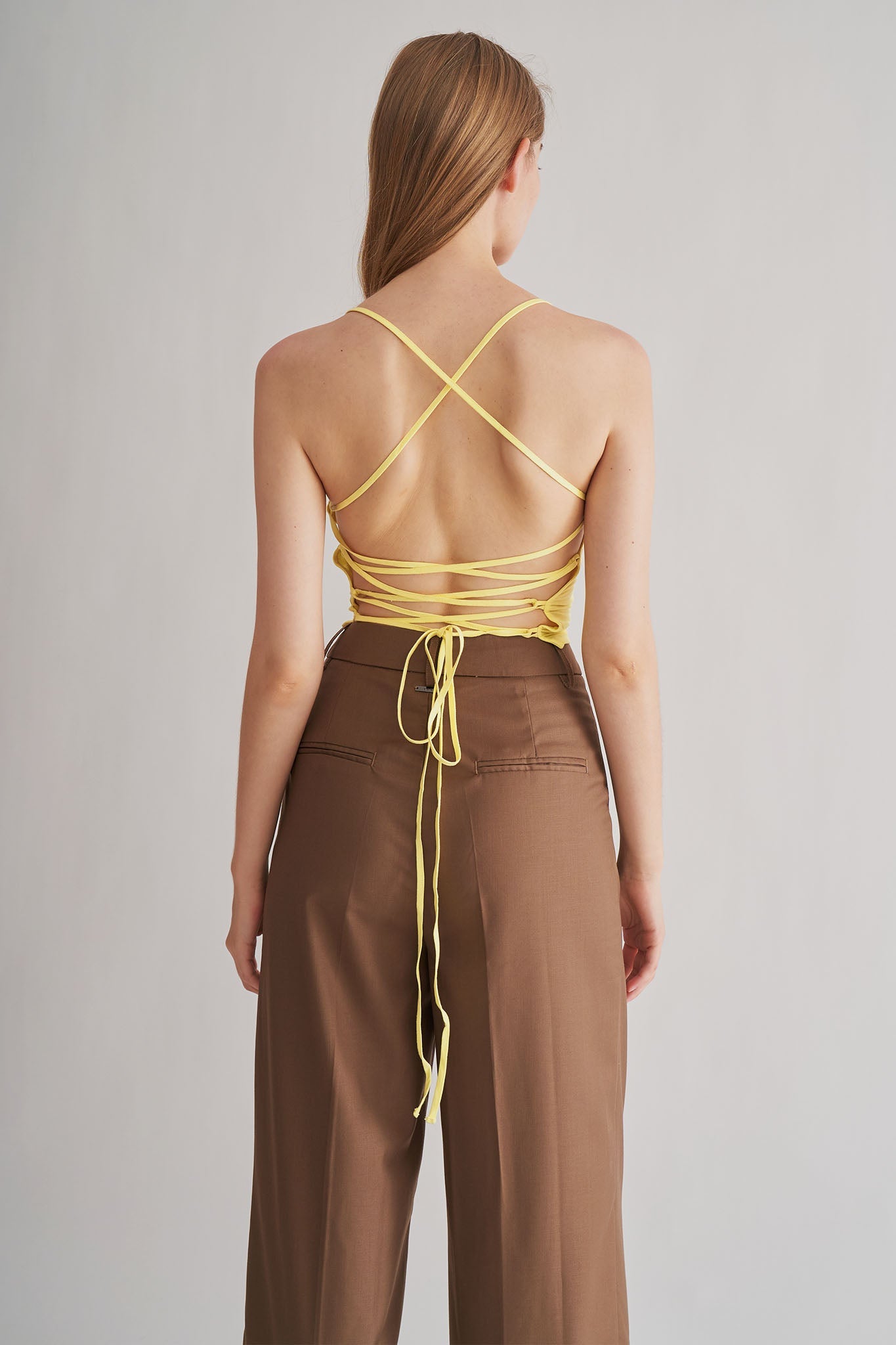 亞麻綁帶背心<br>Linen Cropped Top
