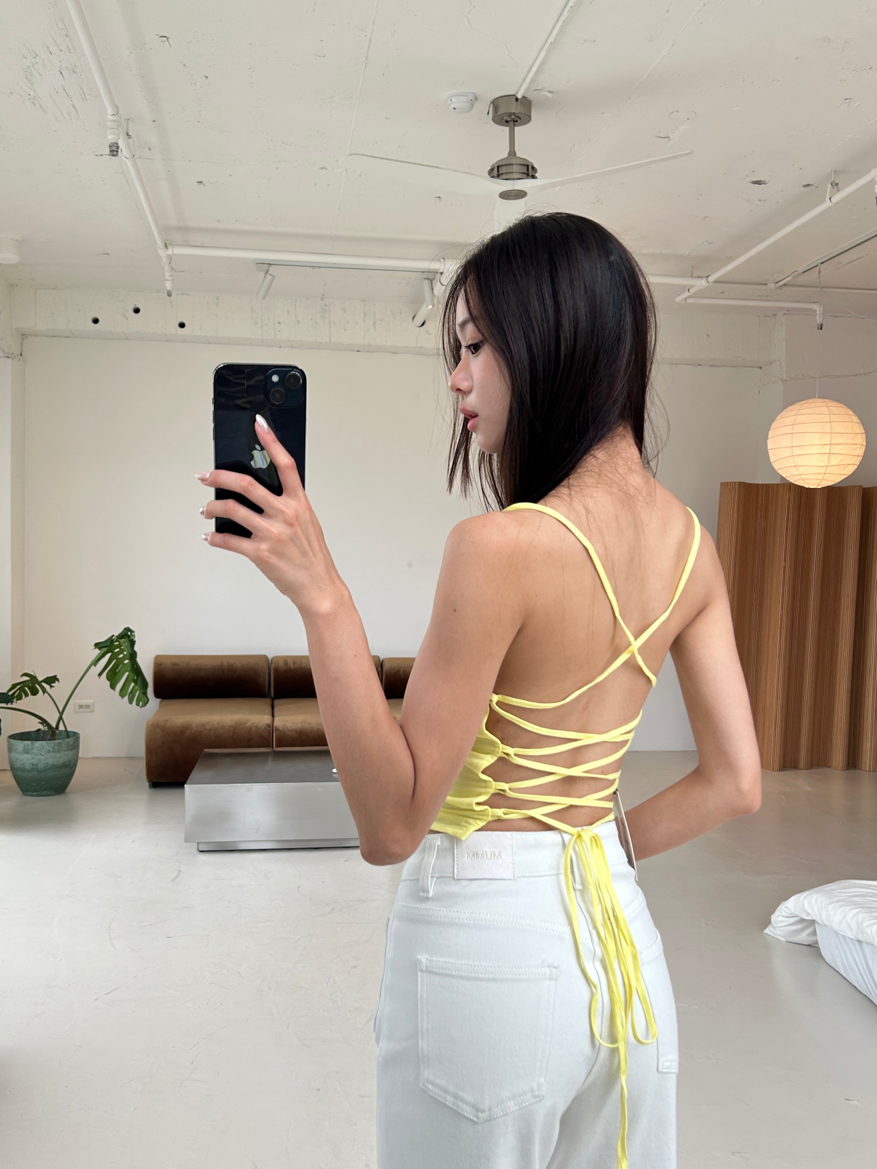 亞麻綁帶背心<br>Linen Cropped Top