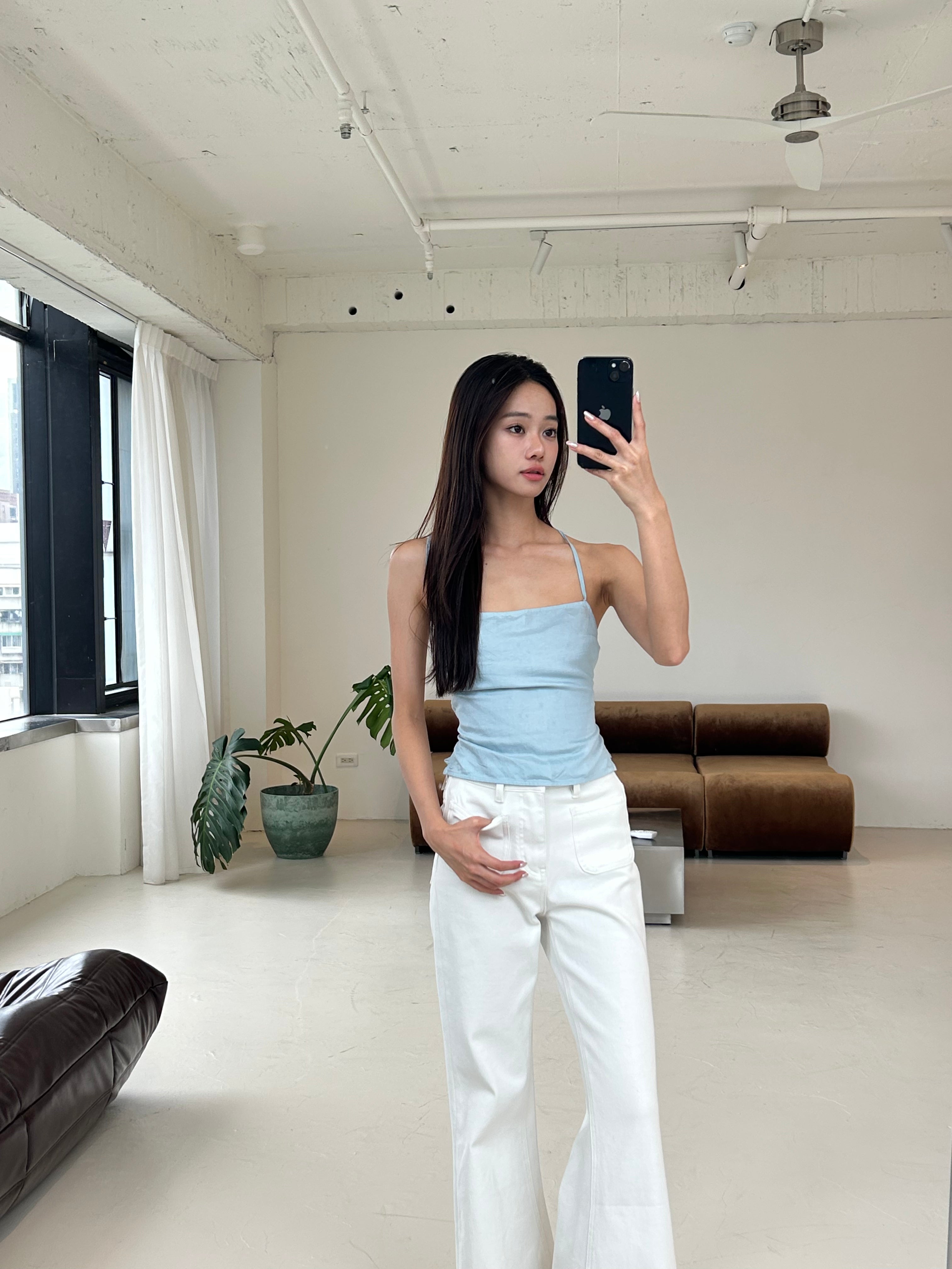 亞麻綁帶背心<br>Linen Cropped Top