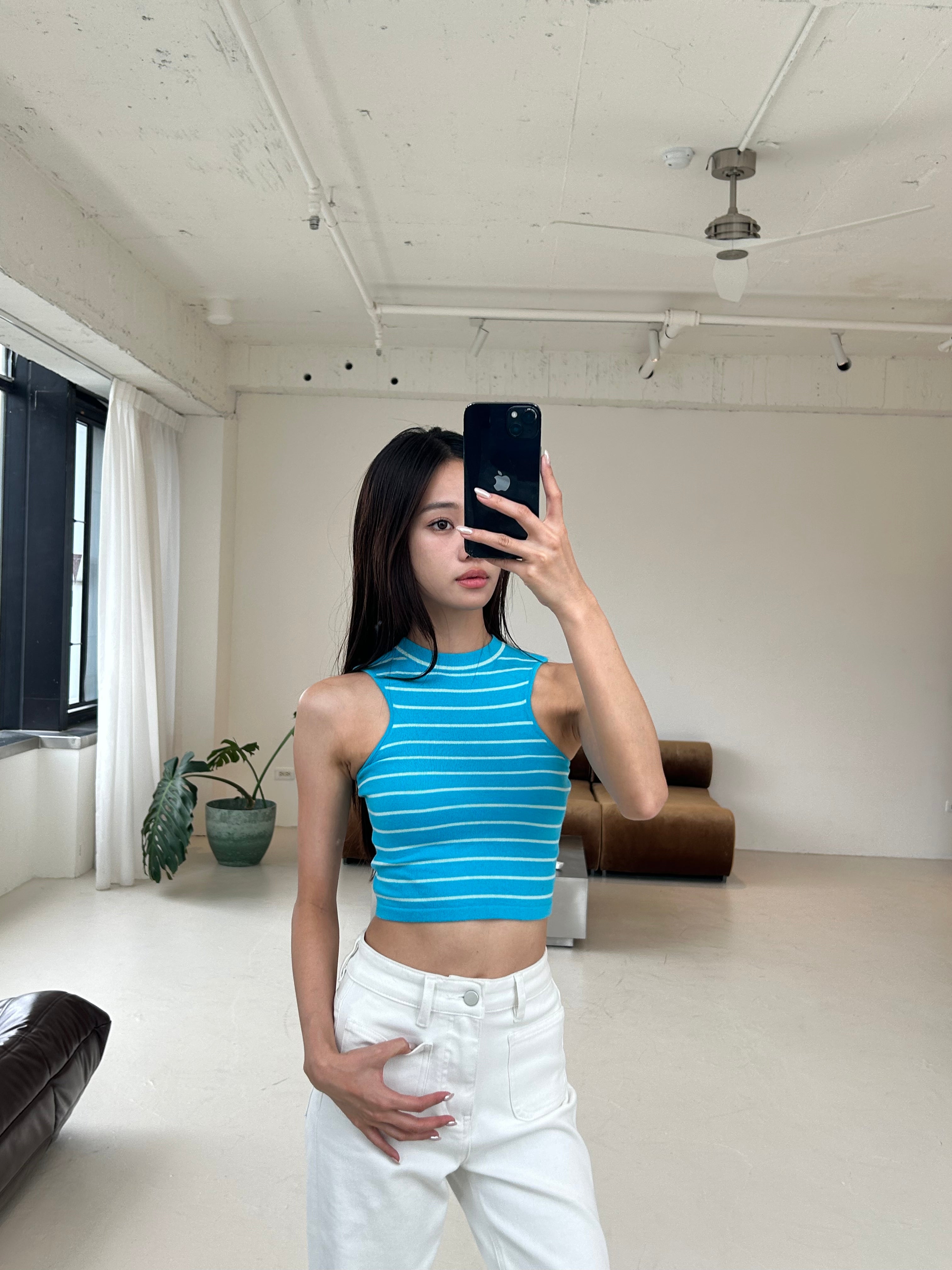 條紋針織背心<br>Striped Knit Tank Top
