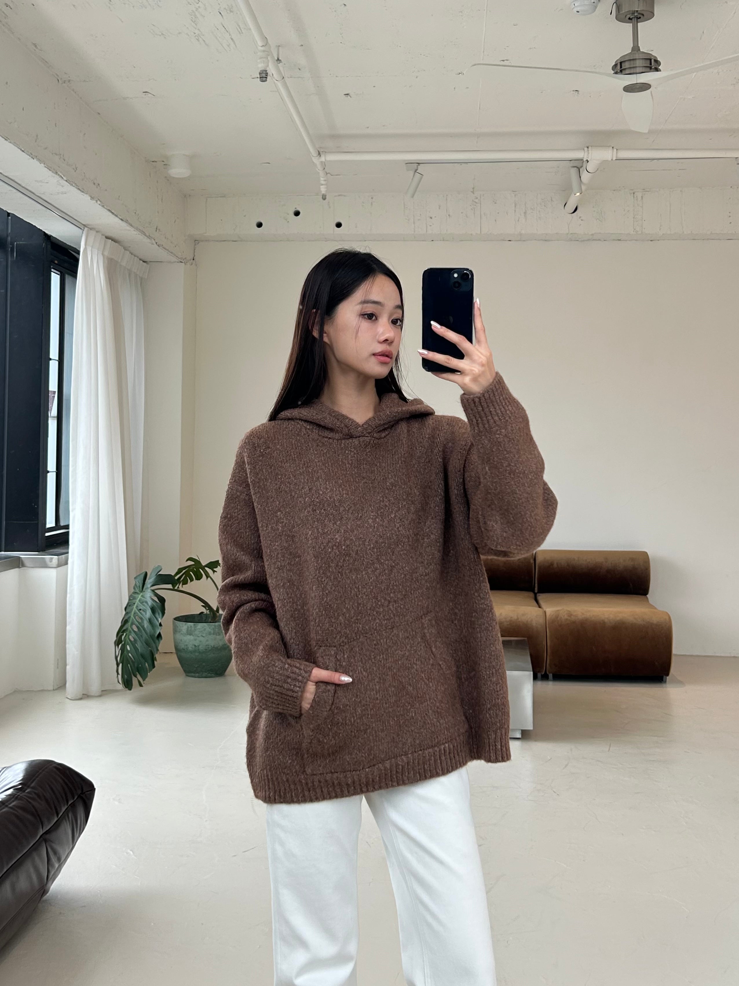 寬鬆連帽上衣<br>Oversized Knit Hoodie
