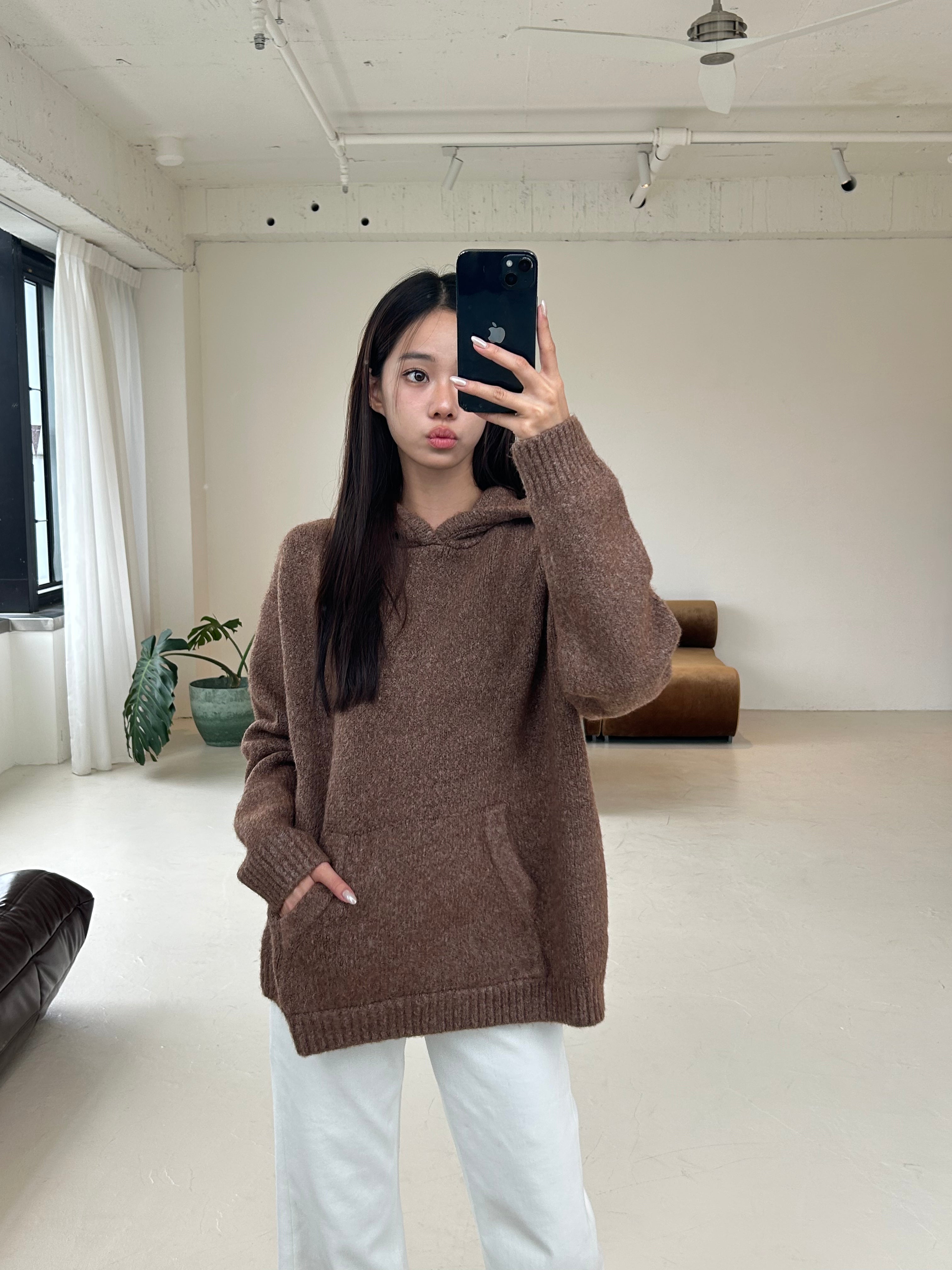 寬鬆連帽上衣<br>Oversized Knit Hoodie