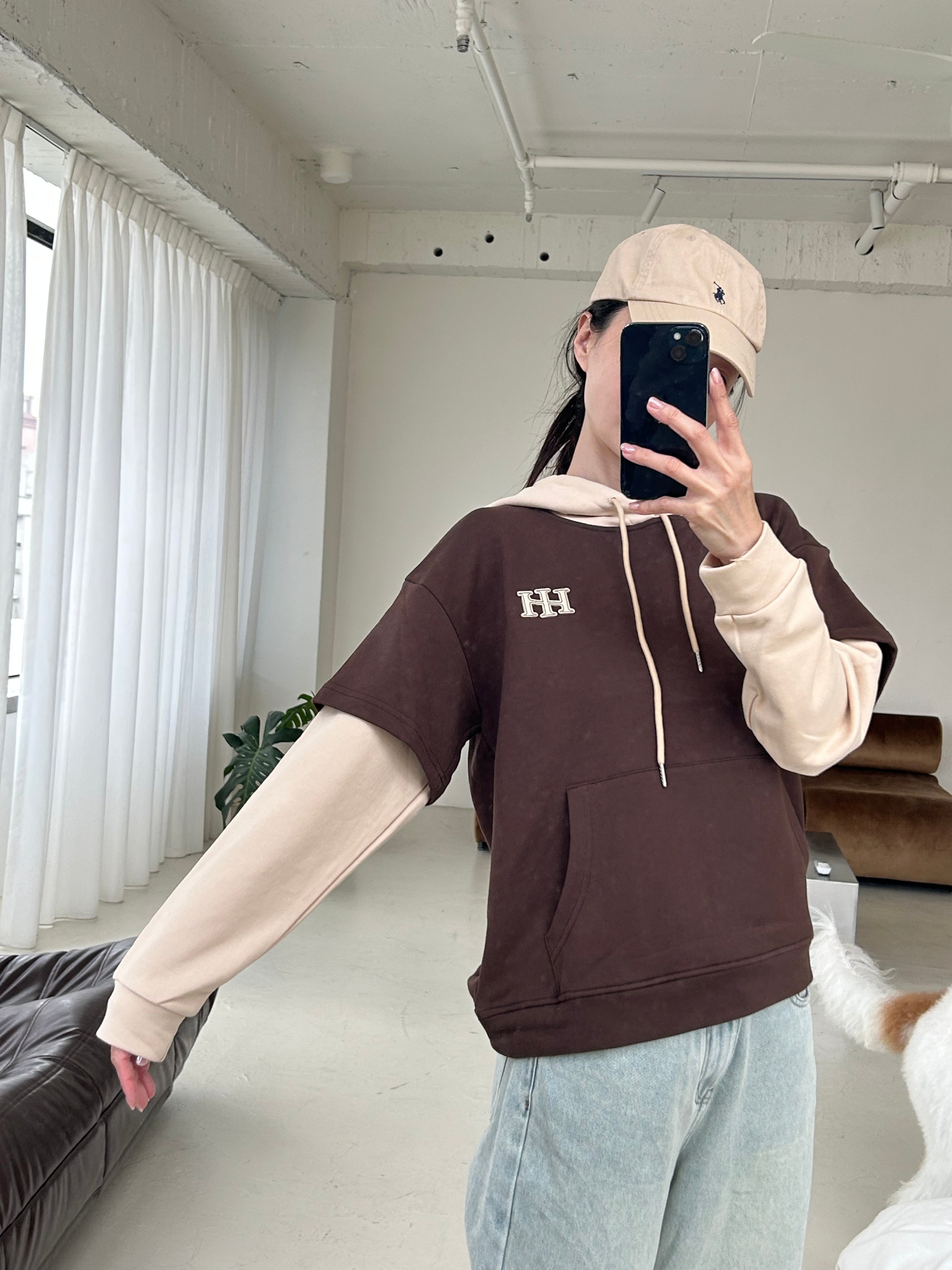 HH皮革標連帽TEE<br>Leather H Hoodie