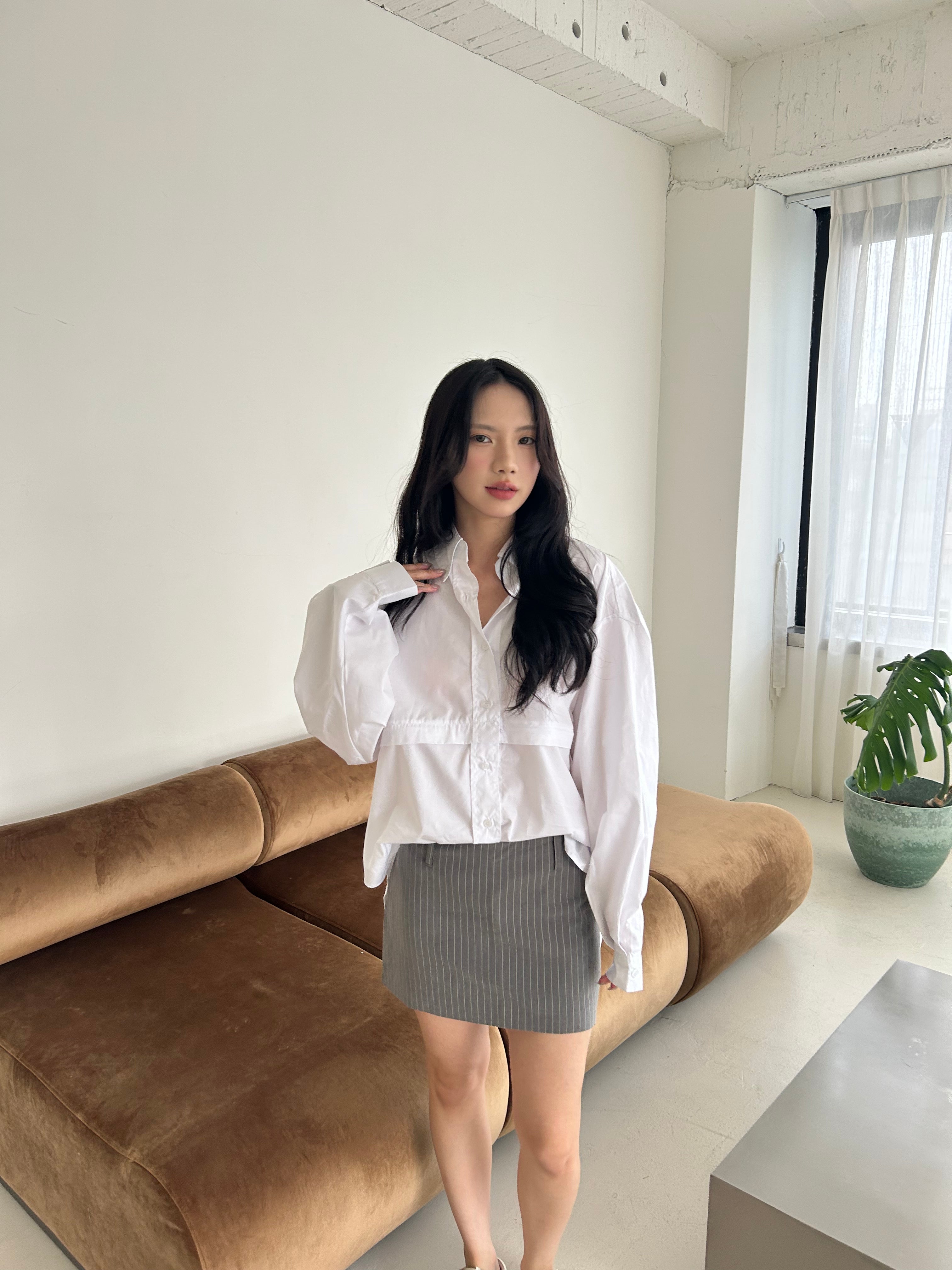 落肩長袖長袖襯衫<br>Oversized Shirt