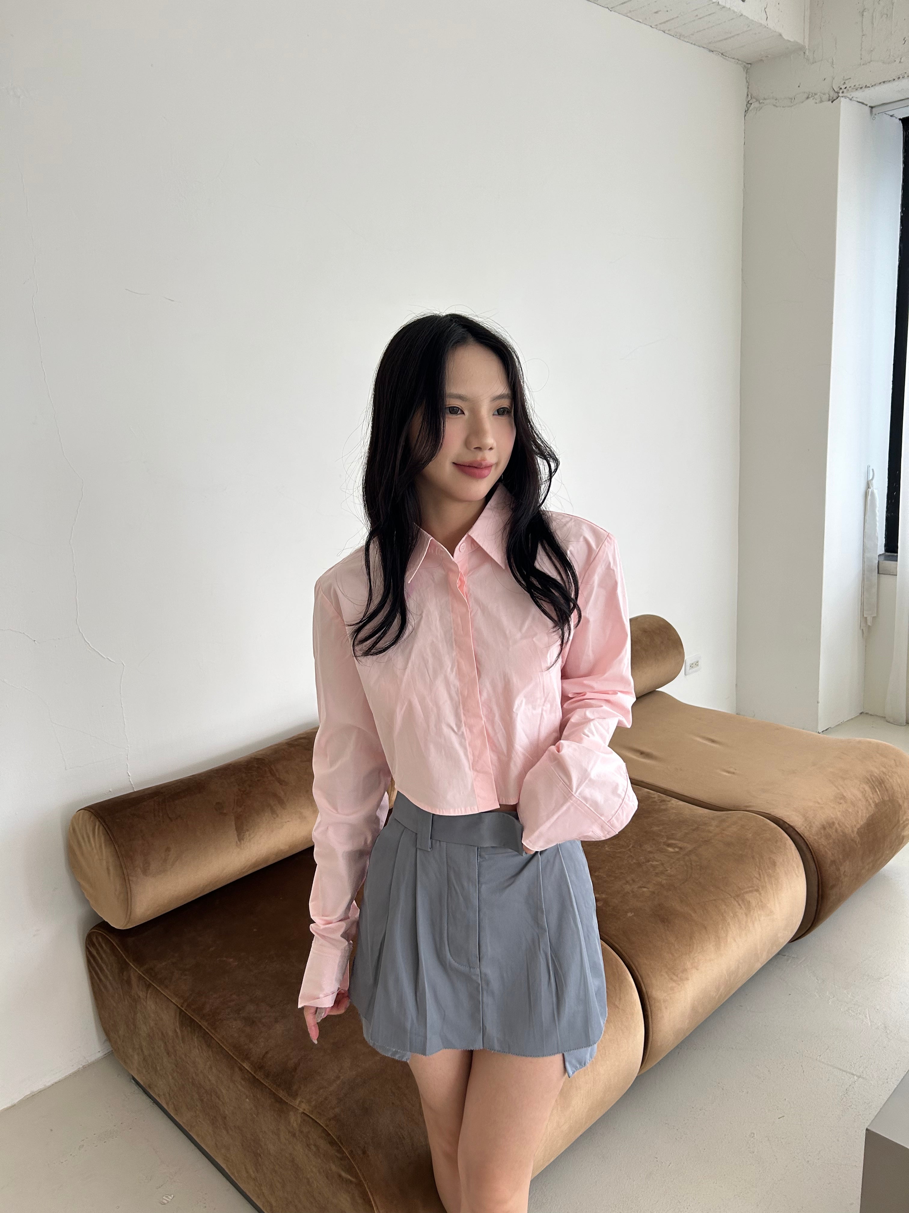 長袖短版襯衫<br>Cotton Oxford Shirt