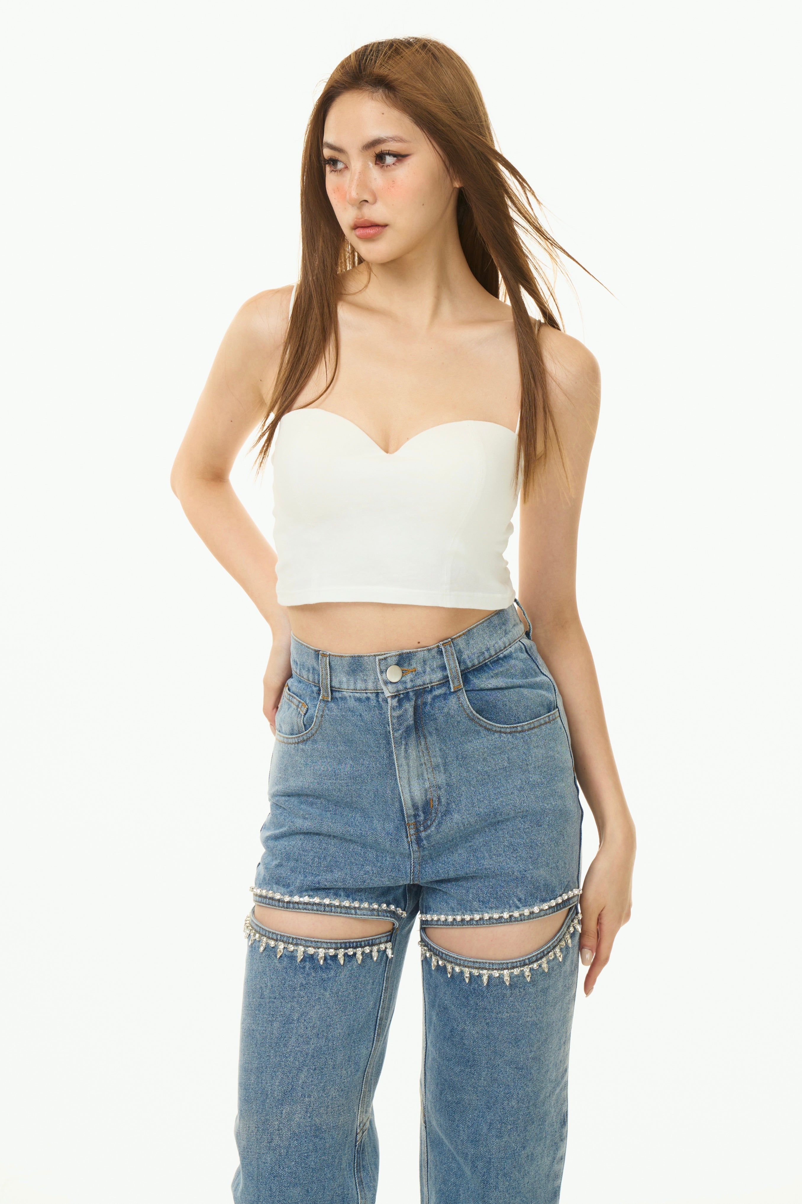 Shinny Cut-Out Jeans