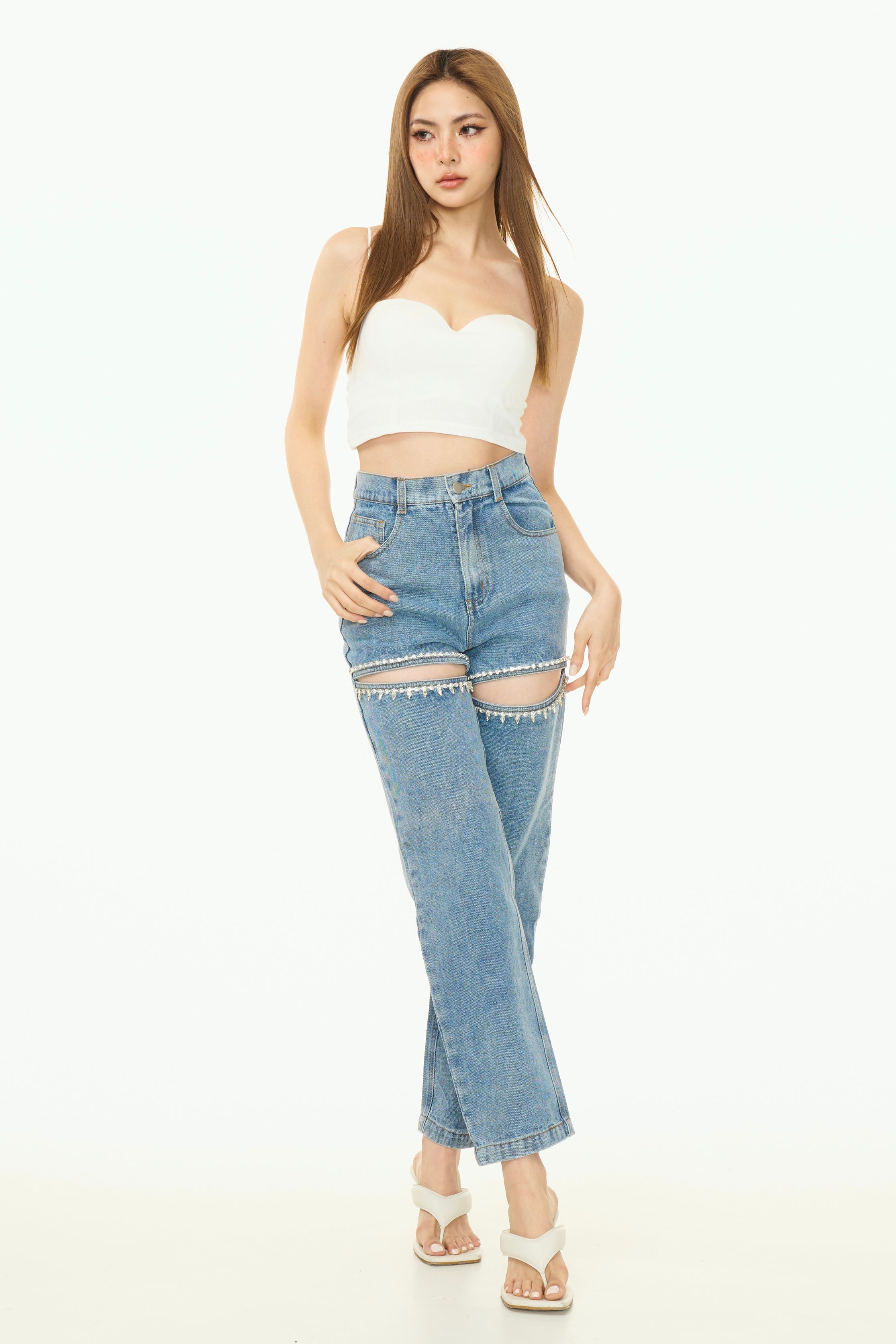 Shinny Cut-Out Jeans