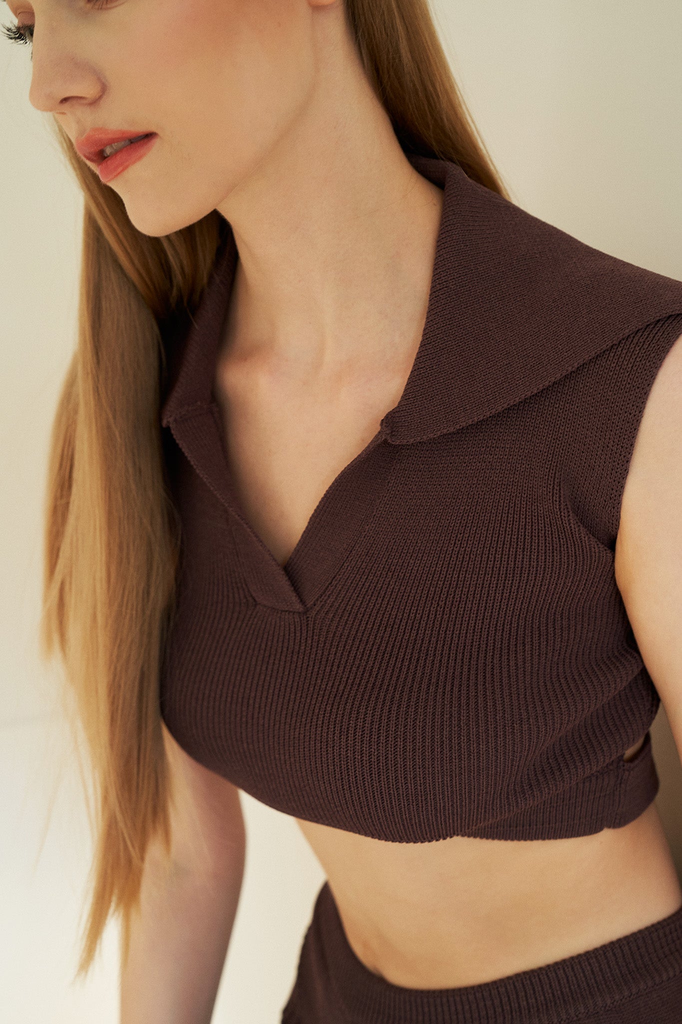 Knit Crop Top With Collar