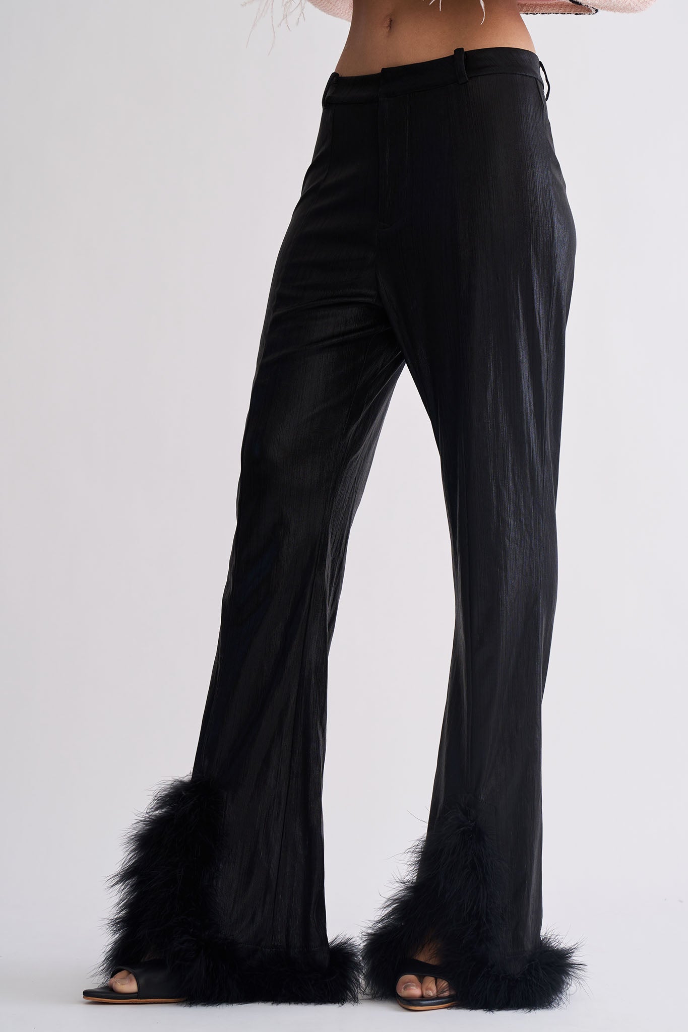 Long Pants With Feather Details