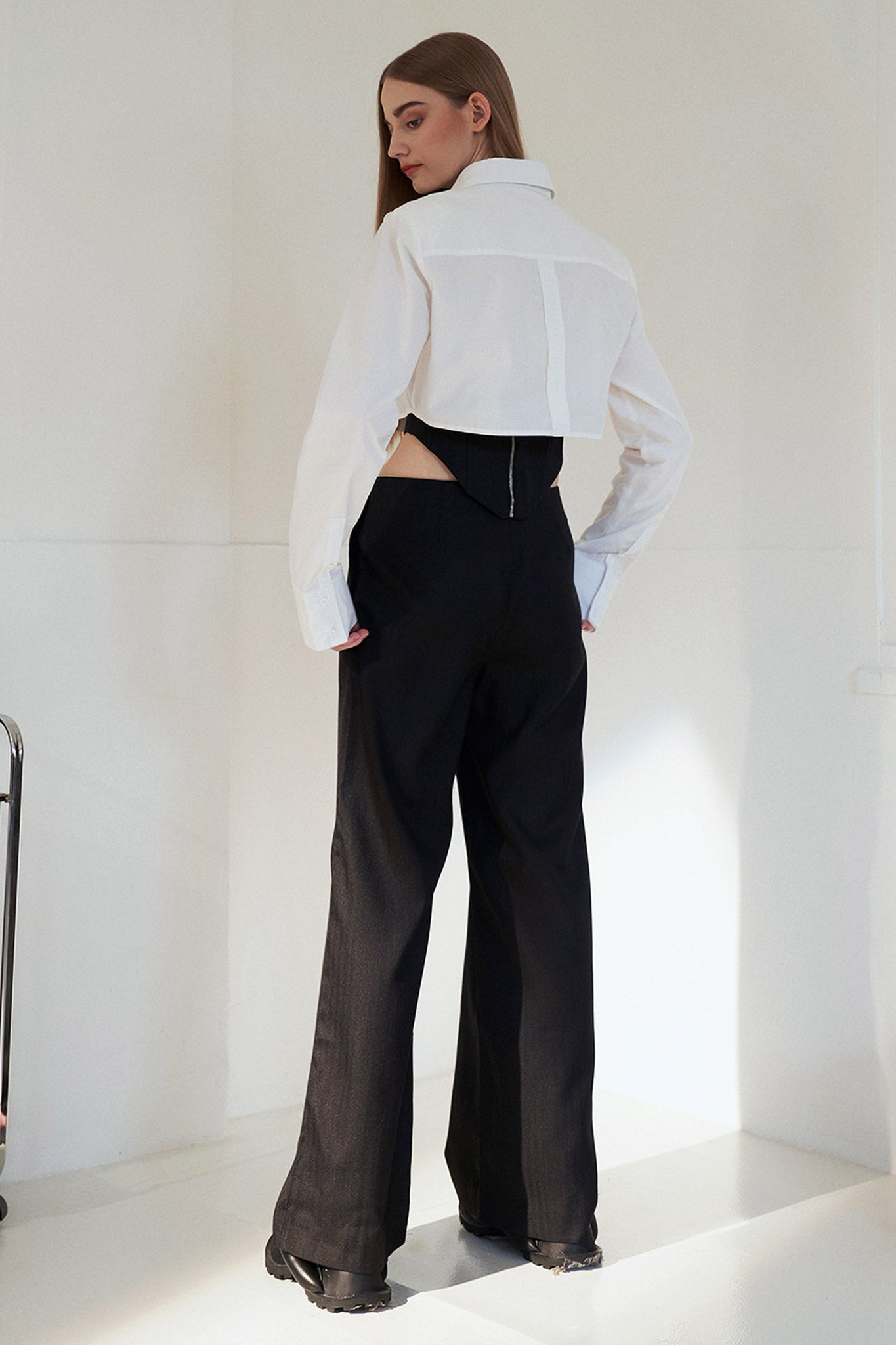 Wide Leg Trousers With Waist Corset