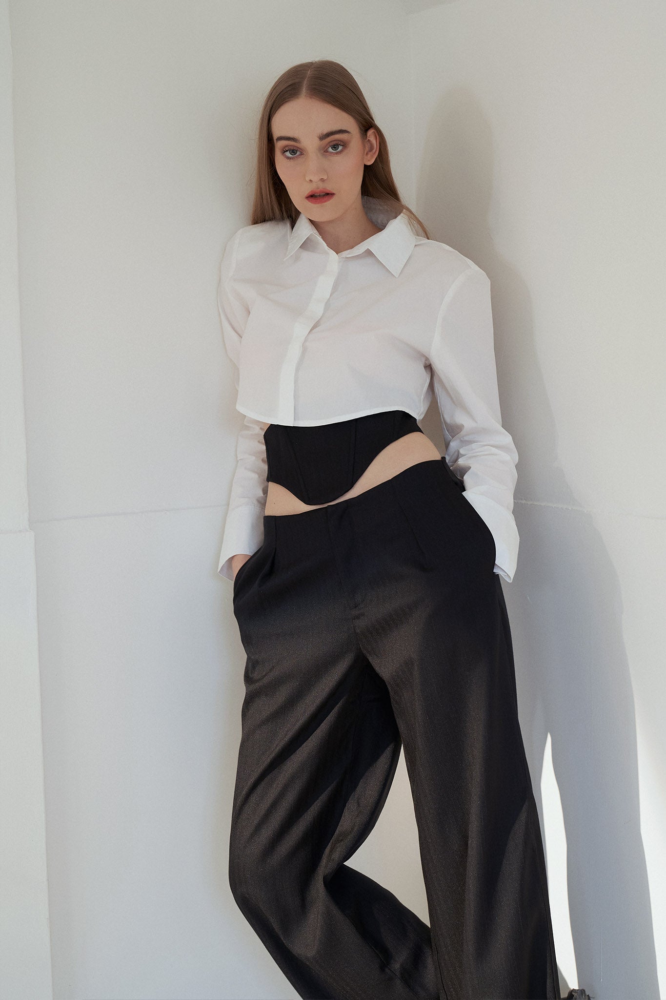 Wide Leg Trousers With Waist Corset