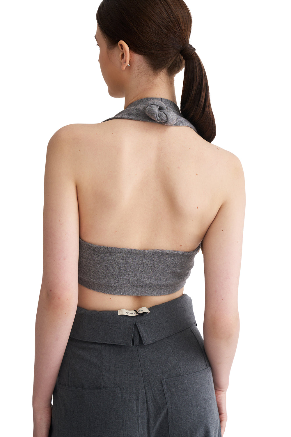 Navneet Rugvrij bovendeel, haltercrop top voor dames, geribbeld