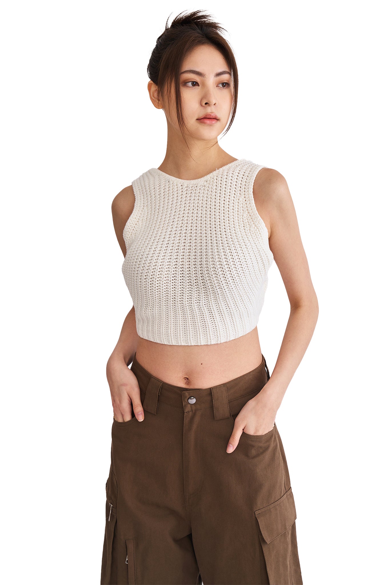 後綁帶針織上衣<br>Tie Back Knit Top