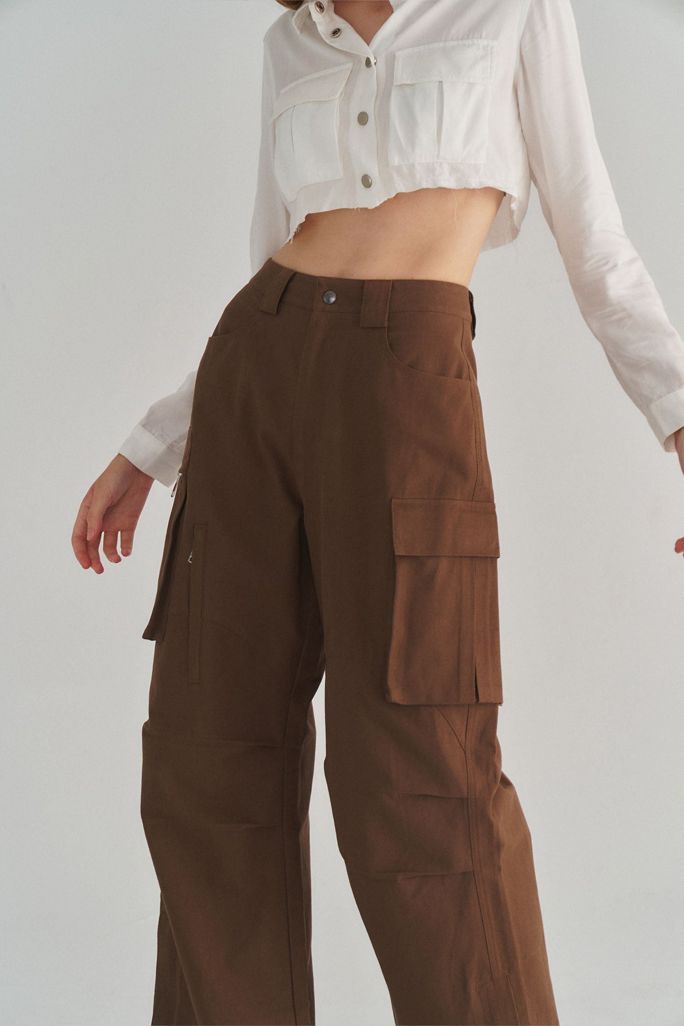 Wide-Leg Cargo Trousers