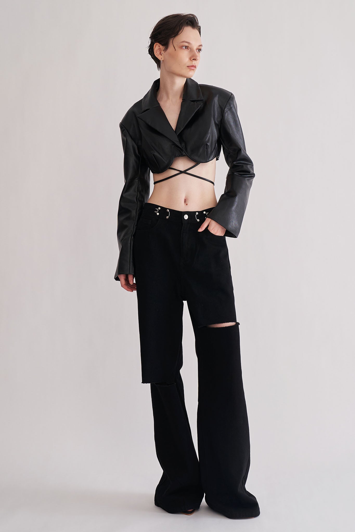 Strappy Faux Leather Jacket