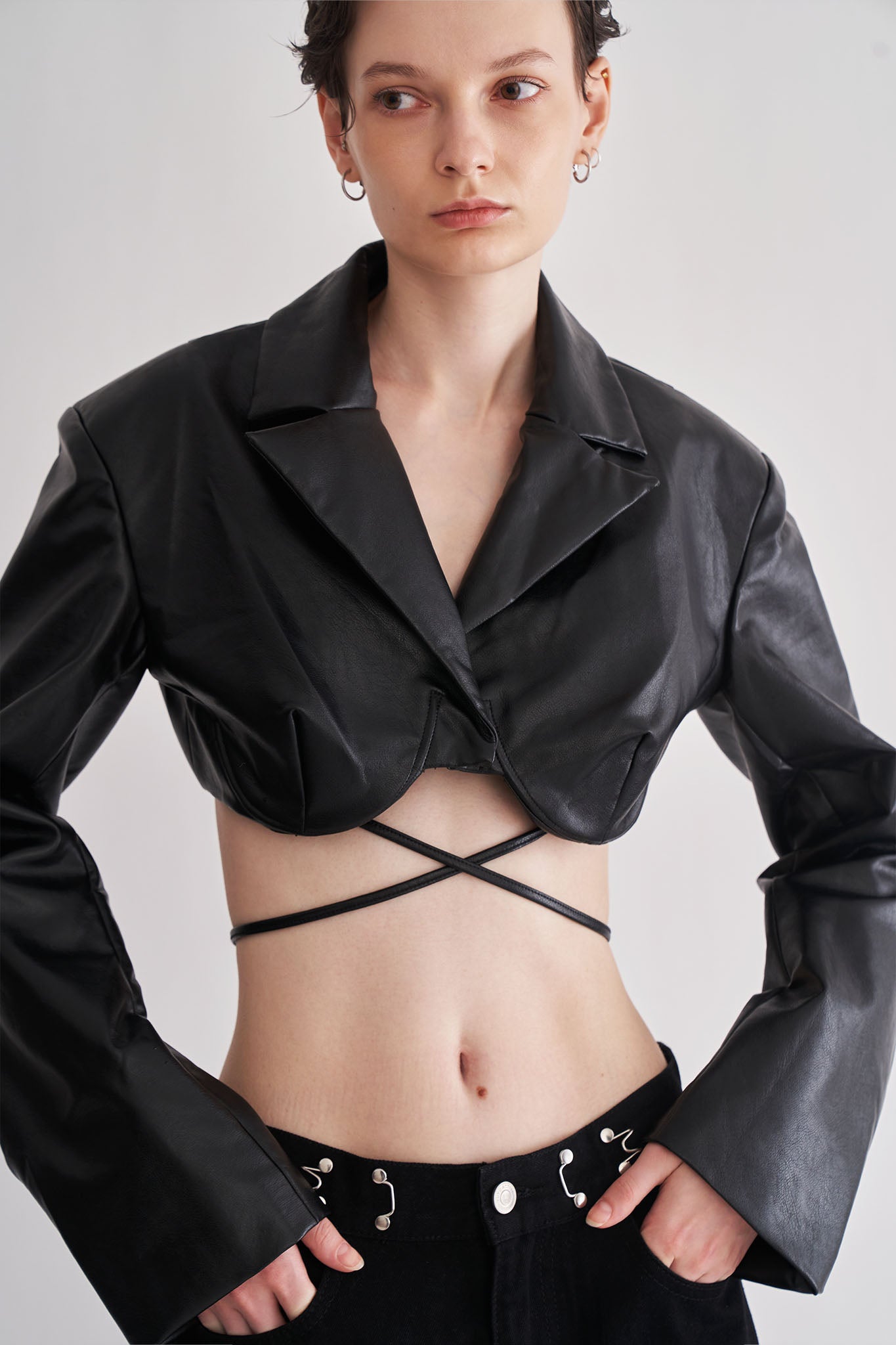 Strappy Faux Leather Jacket