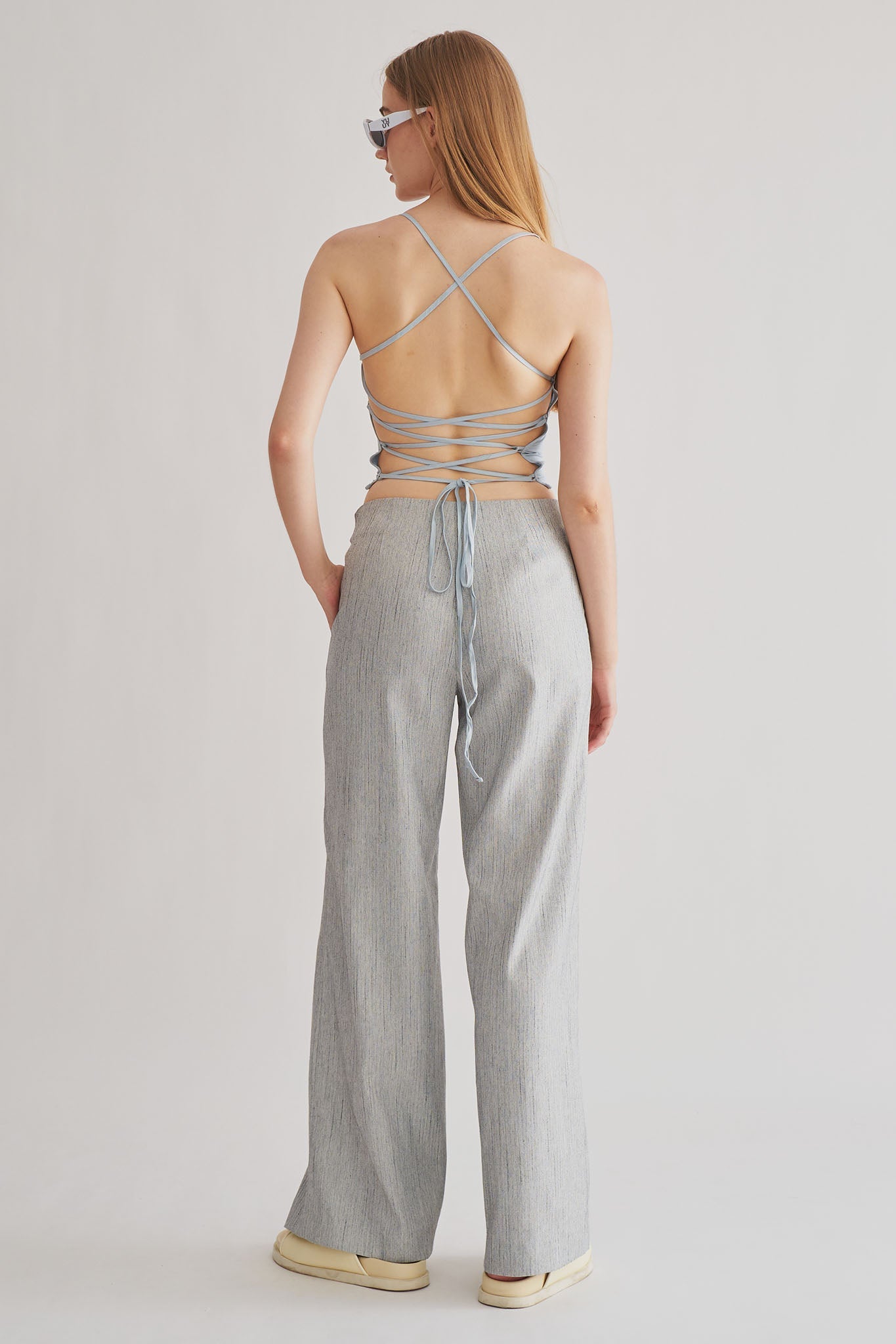 亞麻綁帶背心<br>Linen Cropped Top