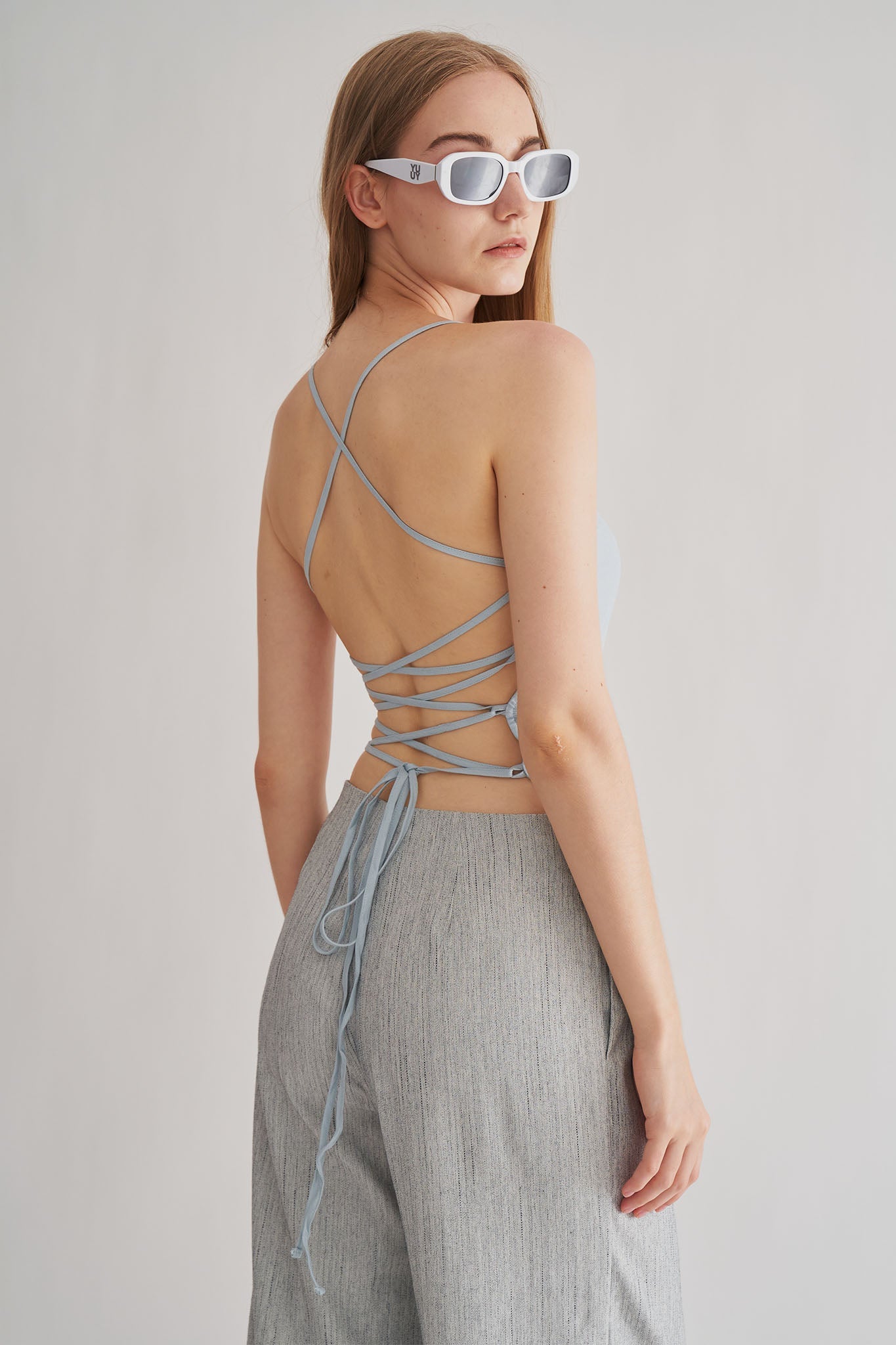 亞麻綁帶背心<br>Linen Cropped Top