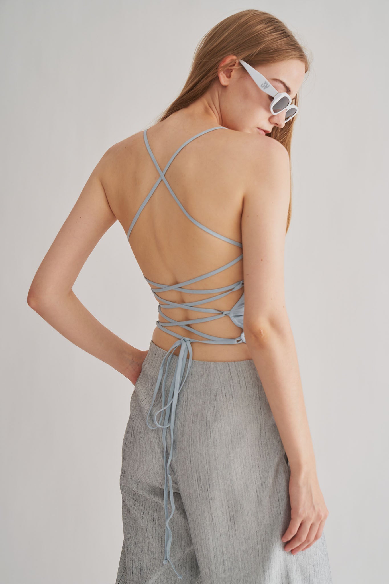 亞麻綁帶背心<br>Linen Cropped Top