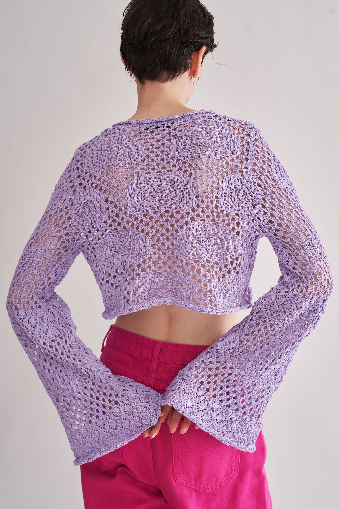 Long Sleeve Crochet Crop Top