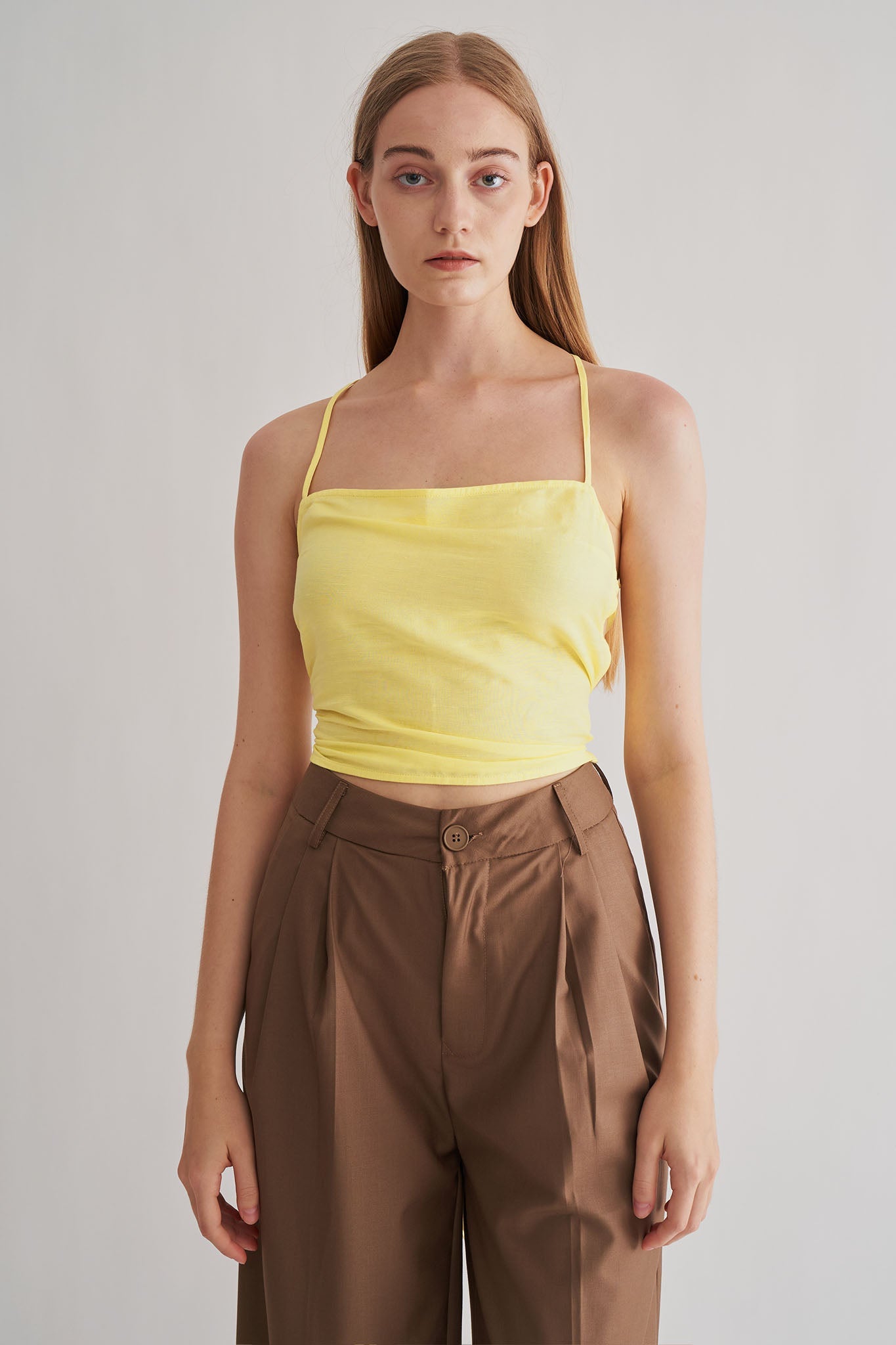 亞麻綁帶背心<br>Linen Cropped Top