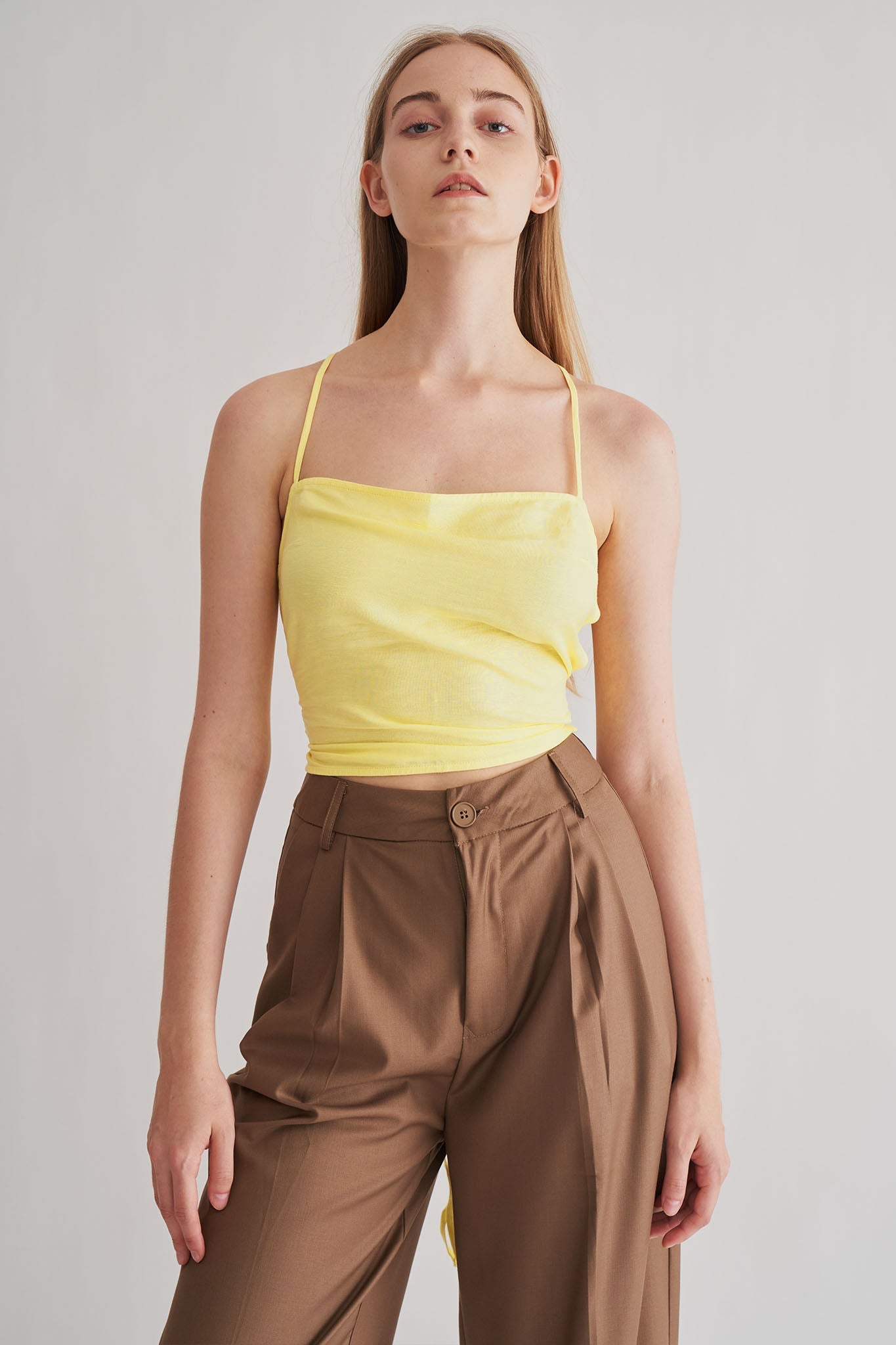 亞麻綁帶背心<br>Linen Cropped Top